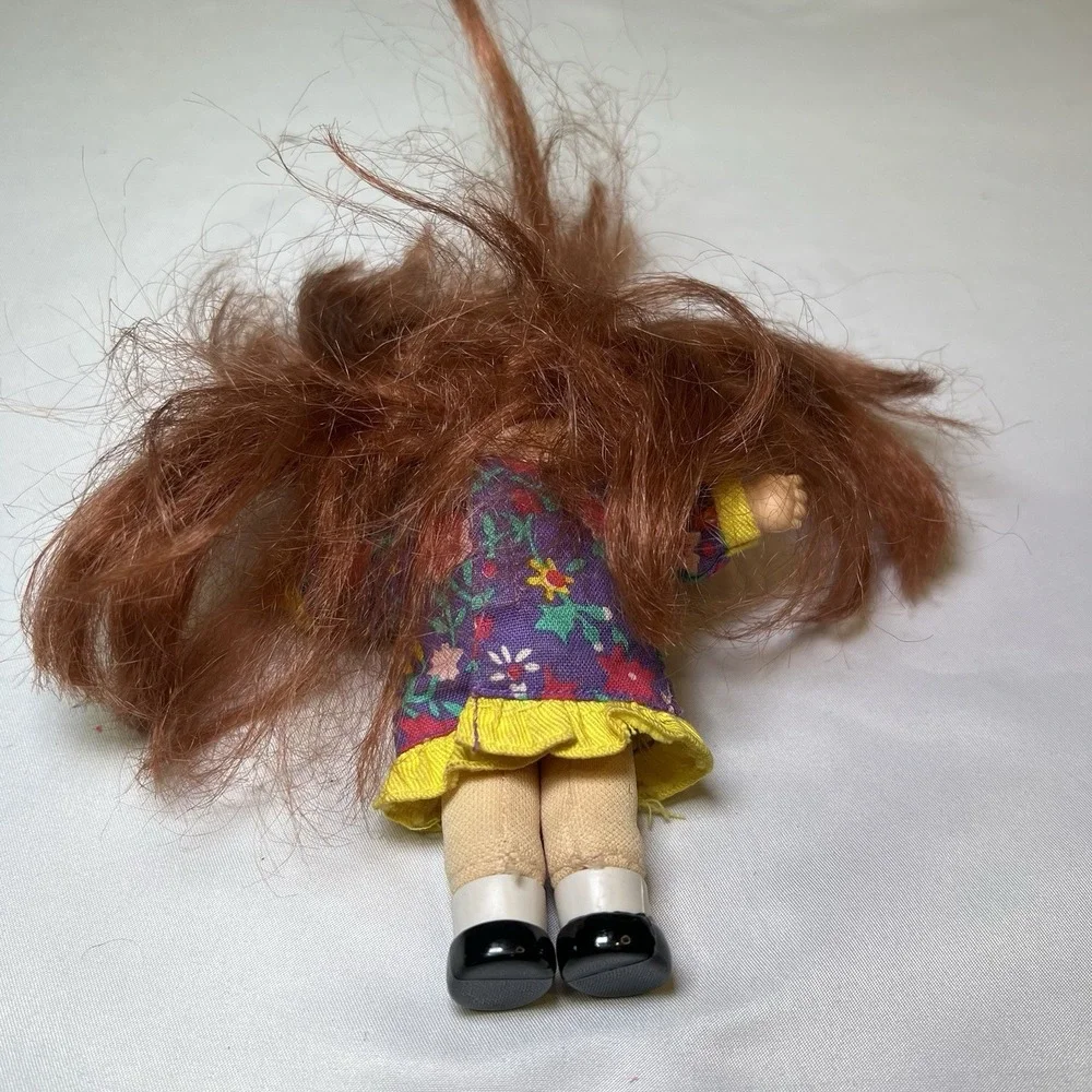 CABBAGE PATCH Doll‎ Mini Figure Vintage 1995 Red Hair Girl Floral Dress Grn Eyes